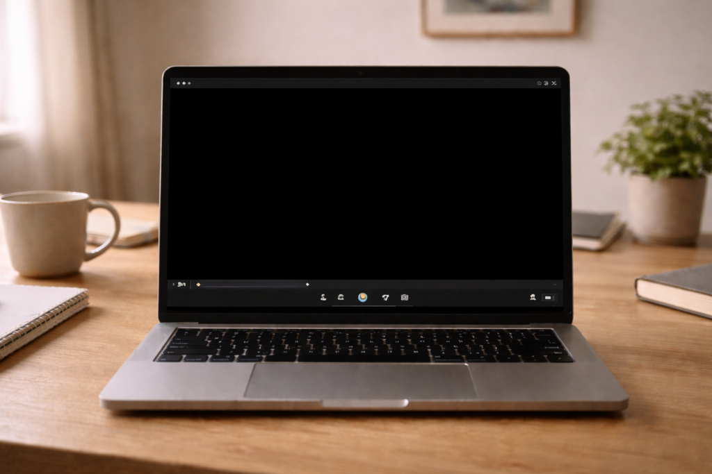Laptop displaying MP4 file with black screen during playback